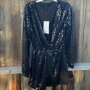 Black sequin romper